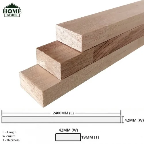 Home Store Meranti Wood Timber Smooth Planed Surfaced Four Sides (S4S) 12MM (T) x 24MM (W) x 1800MM (L)